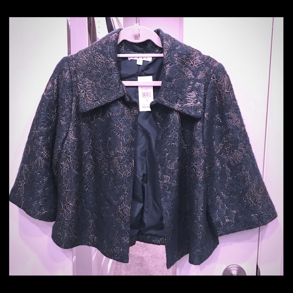 NWT CAbi Lisboa Teal Jacquard Metallic Jacket S